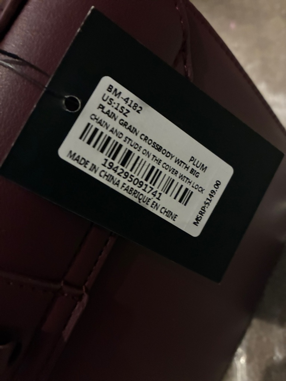 Badgley Mischka Burgundy Satchel with Gold Chain Detail - Picture 2 of 5